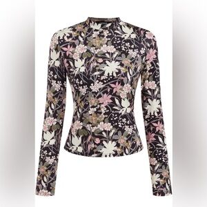 CIDER Women's Floral Knitted Long Sleeve Mock Neck